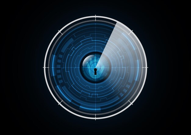 Tecnología abstracta futuro mano radar seguridad círculo fondo vector ilustración