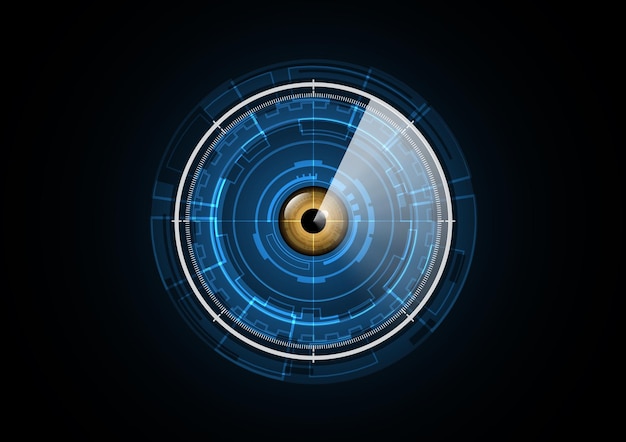 Tecnología abstracta futuro ojo radar seguridad círculo fondo vector ilustración