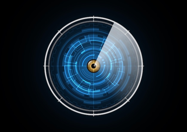 Tecnología abstracta futuro ojo radar seguridad círculo fondo vector ilustración