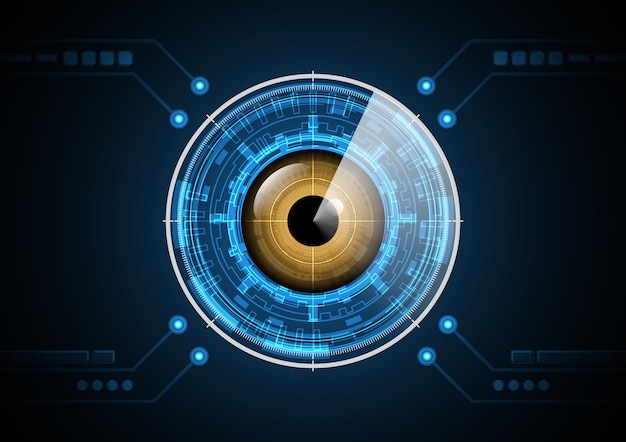 Tecnología abstracta futuro ojo radar seguridad círculo fondo vector ilustración