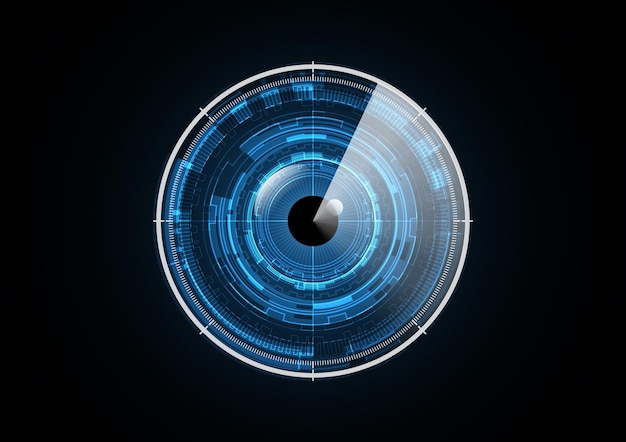 Tecnología abstracta futuro ojo radar seguridad círculo fondo vector ilustración