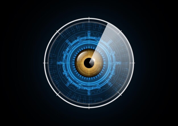Tecnología abstracta futuro ojo radar seguridad círculo fondo vector ilustración