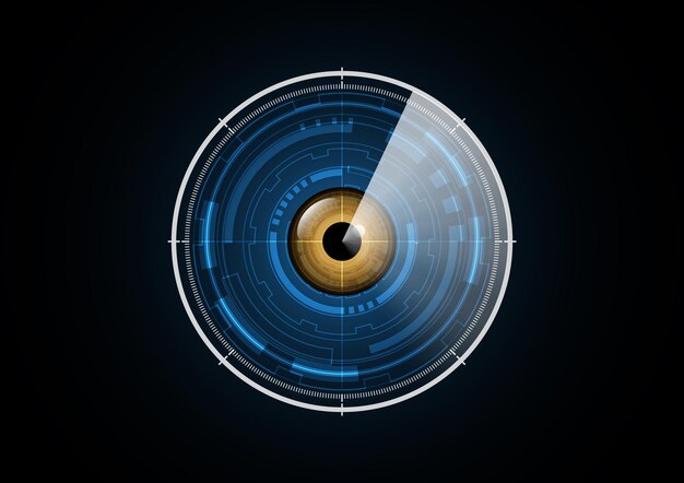 Tecnología abstracta futuro ojo radar seguridad círculo fondo vector ilustración