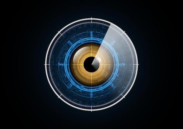 Tecnología abstracta futuro ojo radar seguridad círculo fondo vector ilustración