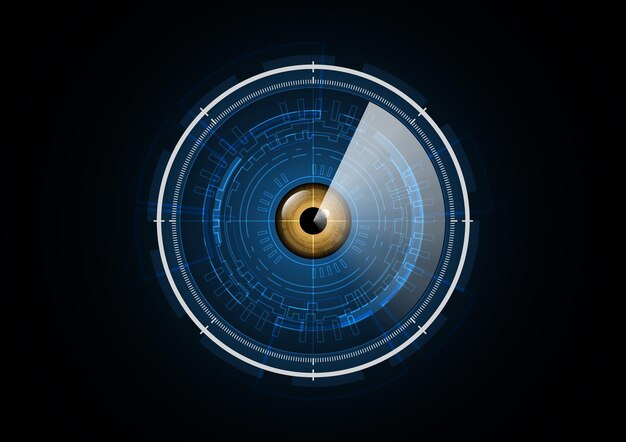 Tecnología abstracta futuro ojo radar seguridad círculo fondo vector ilustración