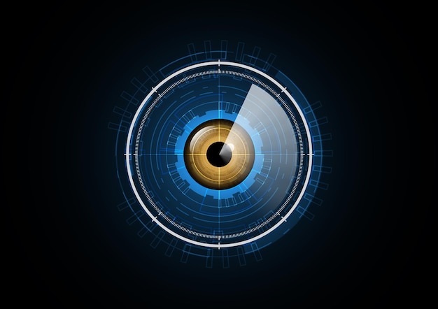 Tecnología abstracta futuro ojo radar seguridad círculo fondo vector ilustración