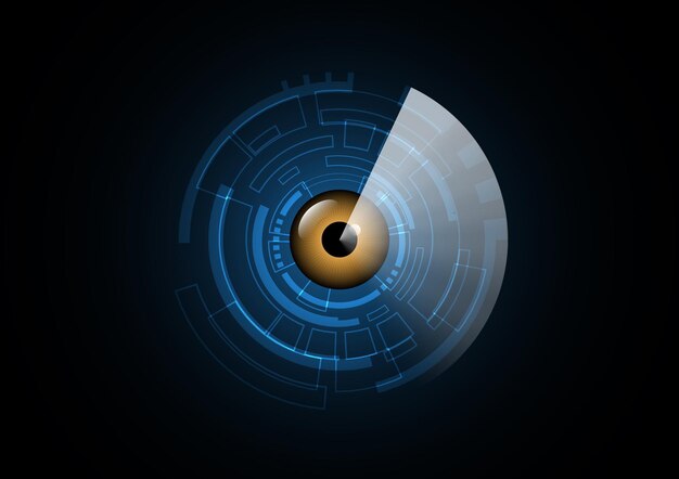 Tecnología abstracta futuro ojo radar seguridad círculo fondo vector ilustración