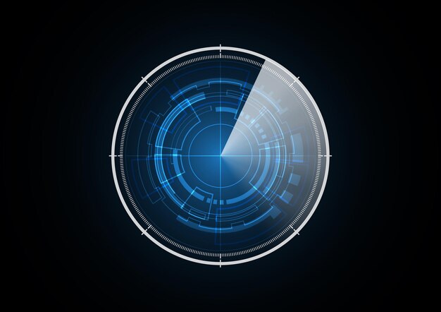 Tecnología abstracta futuro radar seguridad círculo fondo vector ilustración