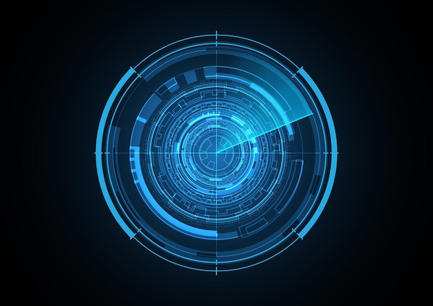 Tecnología abstracta futuro radar seguridad círculo fondo vector ilustración