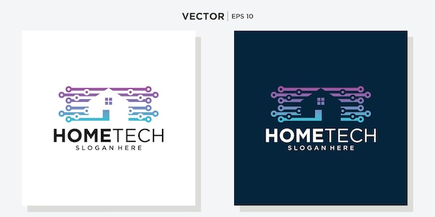 Tecnología abstracta para el hogar con logotipo de estilo de arte lineal