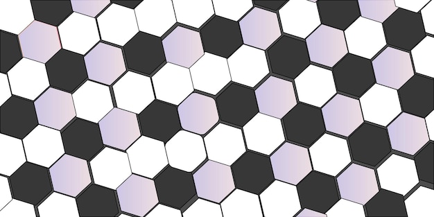 Tecnología abstracta de líneas hexagonales blancas y negras de fondo