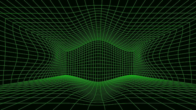 Vector tecnología abstracta ola de partículas visualización de grandes datos vector fondo oscuro con puntos y líneas de movimiento inteligencia artificial