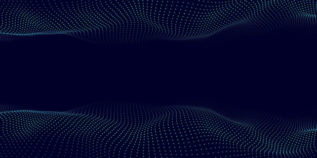 Tecnología abstracta onda de partículas visualización de grandes datos fondo oscuro vectorial con puntos y líneas de movimiento inteligencia artificial