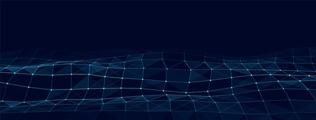 Tecnología abstracta onda de partículas visualización de grandes datos fondo oscuro vectorial con puntos y líneas de movimiento inteligencia artificial