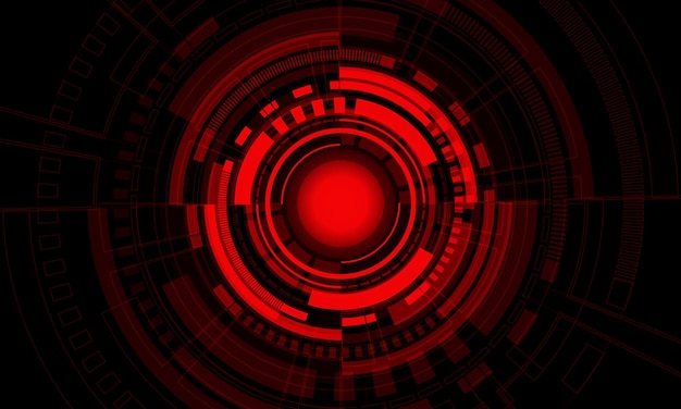 Tecnología abstracta sistema circular rojo ciber futurista negro vector de fondo creativo moderno
