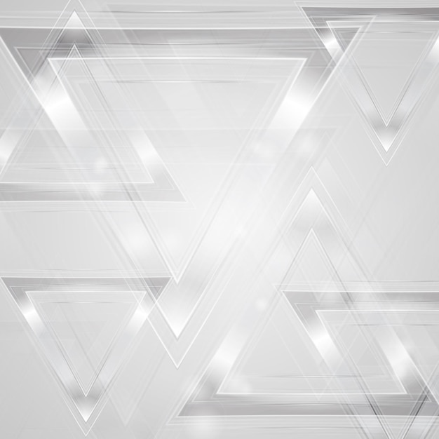 Tecnología abstracta triángulos grises brillantes de fondo Diseño vectorial poligonal