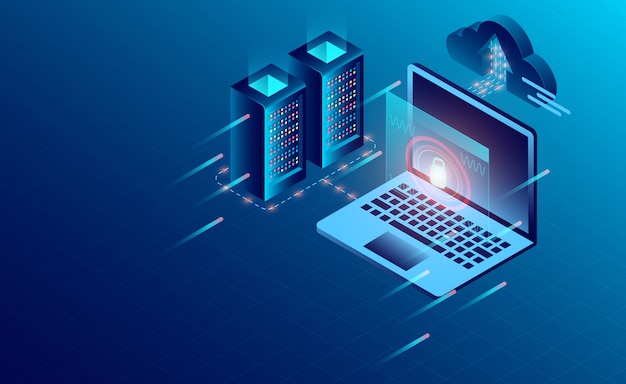 Tecnología de almacenamiento en la nube de sala de servidores datacenter y procesamiento de big data