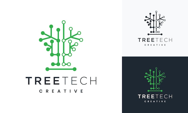 Tecnología árbol circuito digital logo vector de inspiración icono