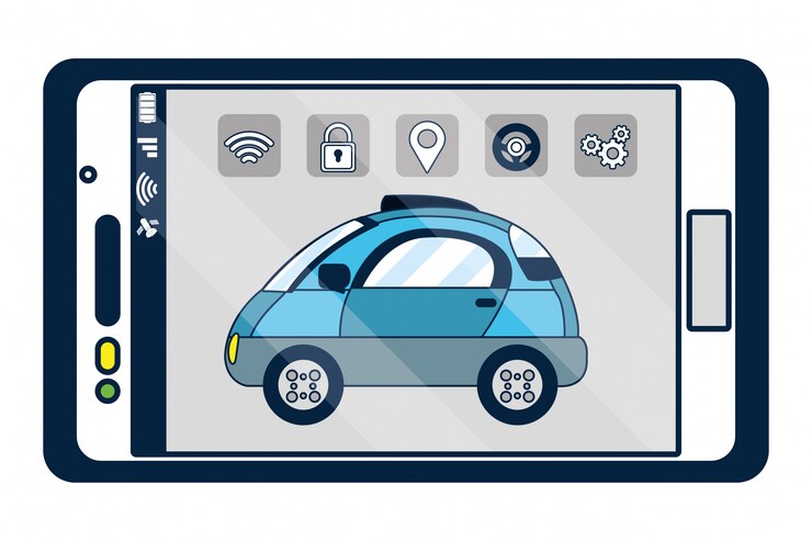 Vector tecnología del automóvil autónomo.