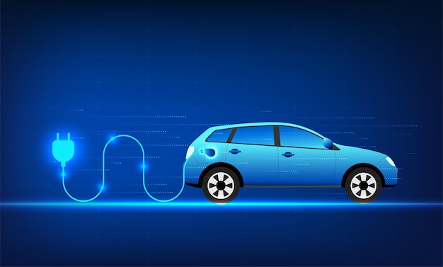Tecnología de automóviles eléctricos un vehículo conectado a un enchufe eléctrico La tecnología en la que