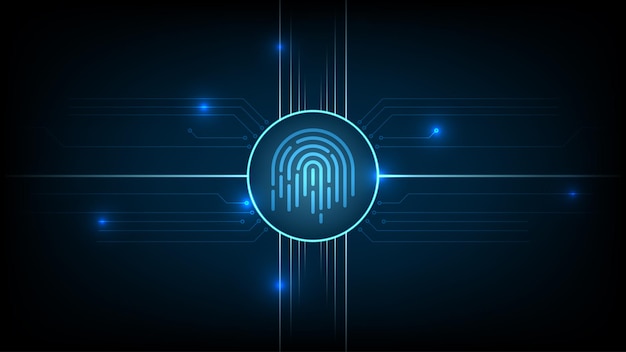 Tecnología biométrica de alta tecnología con fondo de escaneo de huellas dactilares Concepto de seguridad empresarial ilustración vectorial