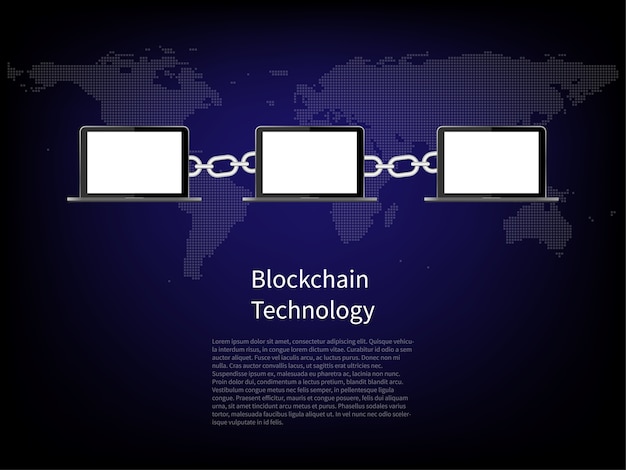 Tecnología Blockchain. computadora de conexión