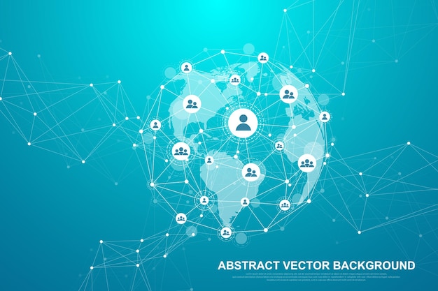 Vector tecnología blockchain de fondo abstracto futurista. conexión a la red global de internet. peer to peer concepto de negocio de red. banner de vector de blockchain de criptomoneda global. flujo de olas.