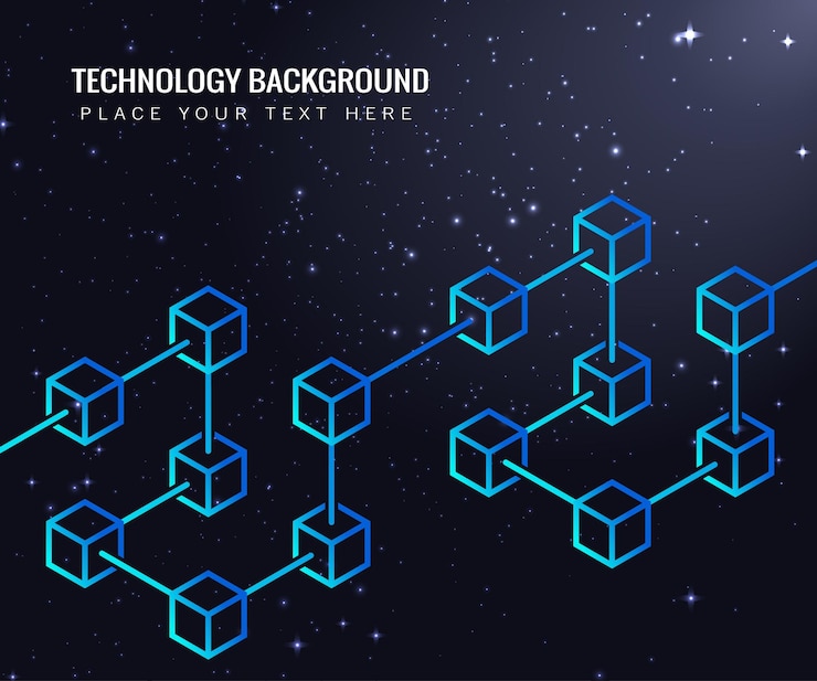 Vector tecnología blockchain geométrica abstracta criptomoneda ilustración vectorial