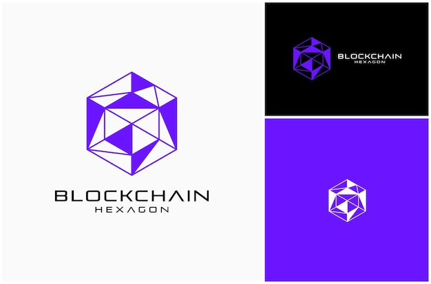 Tecnología Blockchain Hexagon Seguridad cibernética Futurista Abstracto Diseño de logotipo vectorial Ilustración
