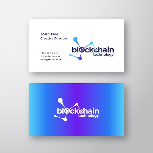 Tecnología Blockchain Resumen Elegante Logotipo