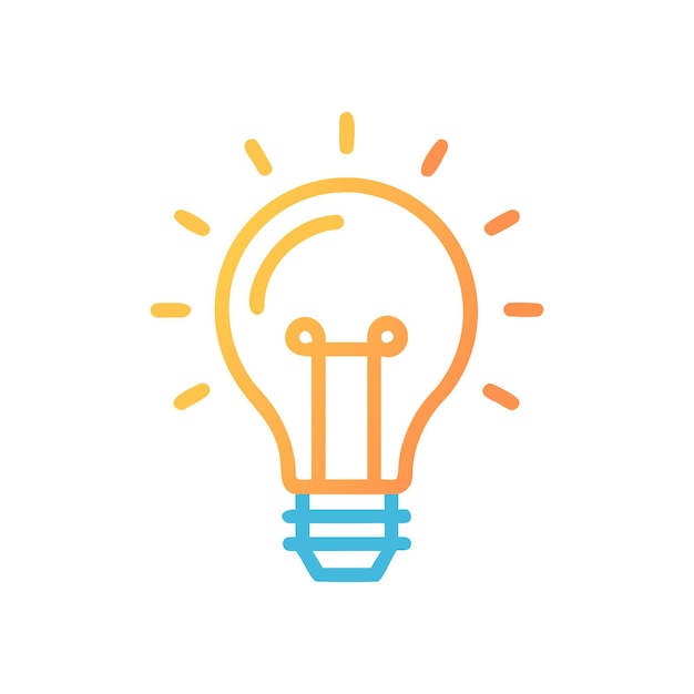 Tecnología de bombilla hermosa e ilustración vectorial del icono de la idea