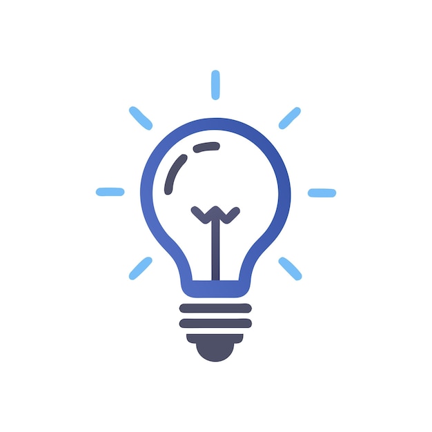 Tecnología de bombilla hermosa e ilustración vectorial del icono de la idea