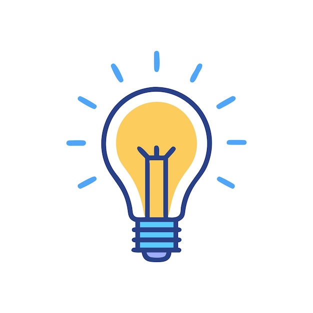 Tecnología de bombilla hermosa e ilustración vectorial del icono de la idea