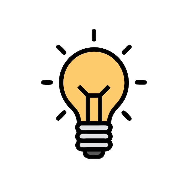 Tecnología de bombilla hermosa e ilustración vectorial del icono de la idea
