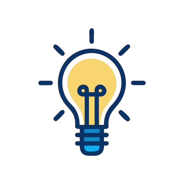 Tecnología de bombilla hermosa e ilustración vectorial del icono de la idea
