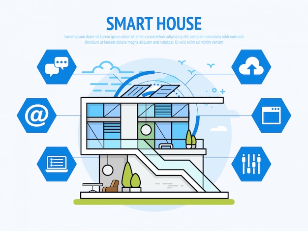 Tecnología de casa inteligente del concepto de automatización del hogar