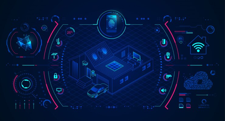 Vector tecnología de casa inteligente