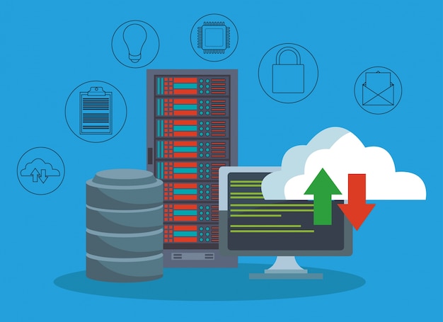 Vector tecnología de centro de datos
