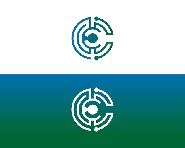 Tecnología cibernética Diseño de logotipo de letras C o CC plantilla vectorial moderna