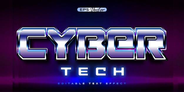 Tecnología cibernética con efecto de texto editable Y2K brillante retro