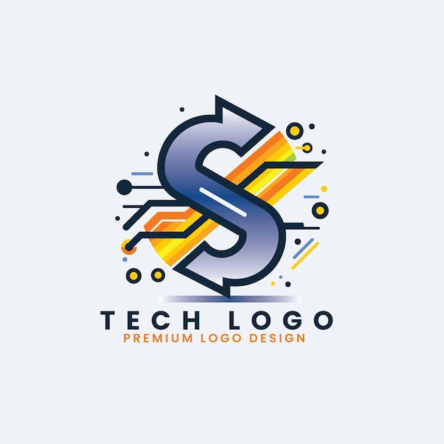 Tecnología Ciencia Concepto de la letra S Diseño de logotipo plantilla vectorial
