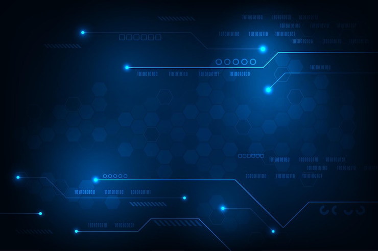Vector tecnología de circuito de línea de alta tecnología vectorial con fondo futurista geométrico de hexágonos