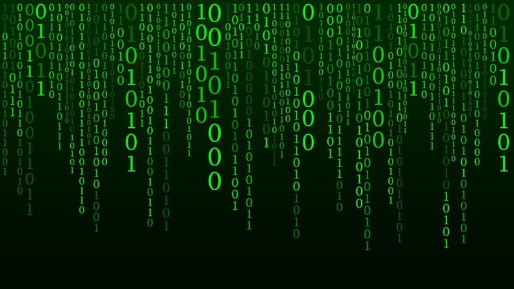 Vector tecnología código binario dígitos verdes que caen al azar en la pantalla software hackeado matriz ciencia de fondo análisis de grandes datos