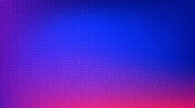 Tecnología colorida de Microchip de circuito en el futuro Fondo, diseño de alta tecnología digital y concepto de comunicación