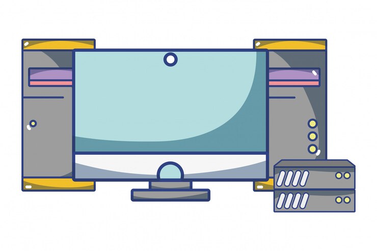 Vector tecnología de computación de dibujos animados
