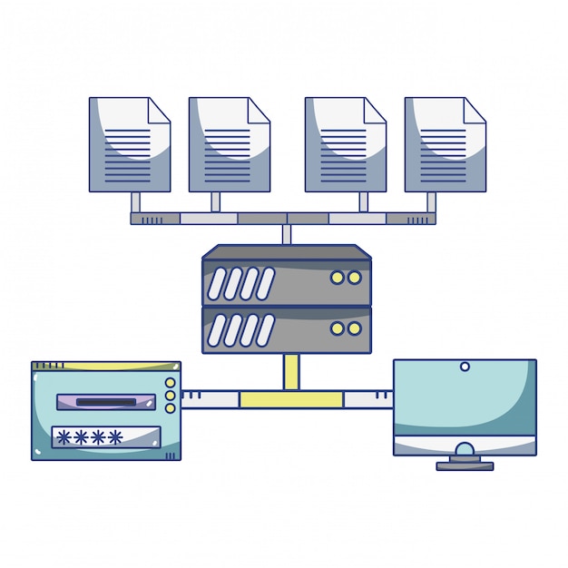 Vector tecnología de computación de dibujos animados