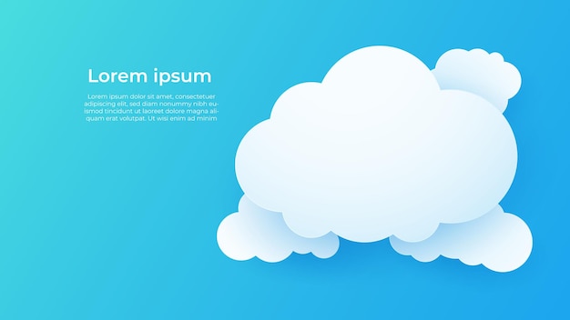 Tecnología de computación en la nube con ilustración vectorial de papel de forma de nube blanca de banco