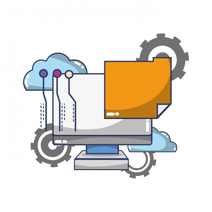 Vector tecnología de computación soporte de dibujos animados