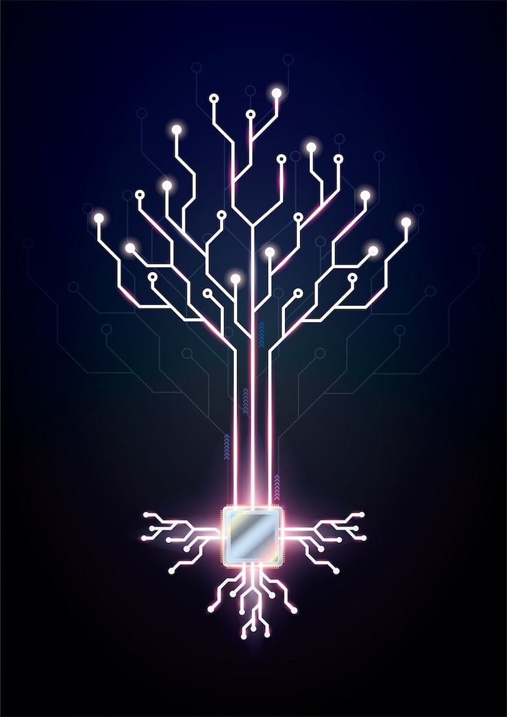Vector la tecnología conceptual diseña el árbol de la placa de circuito.