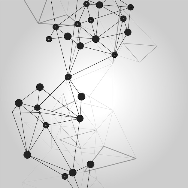 Tecnología de conexión de red puntos y líneas de conexión vectorial diseño poligonal abstracto
